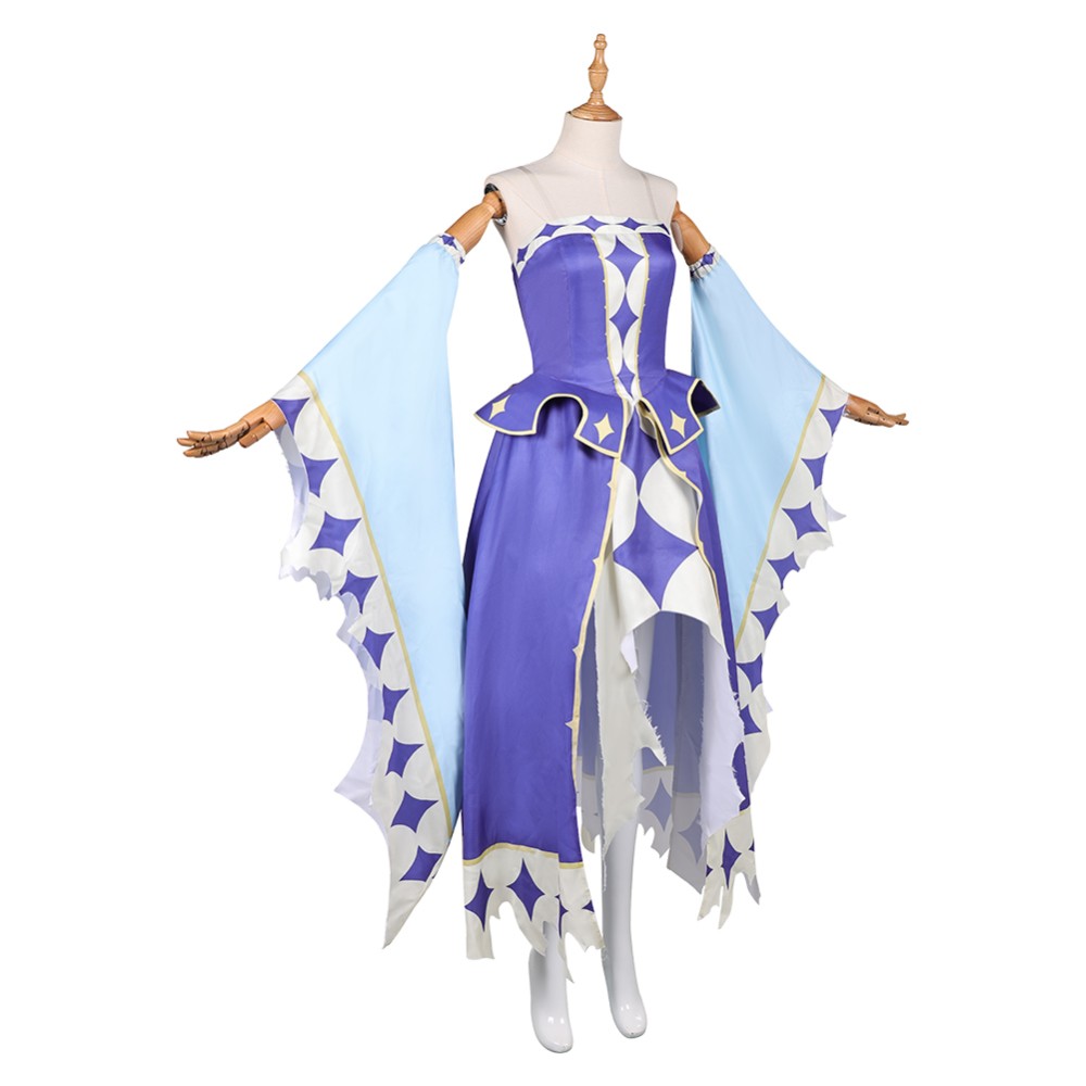 Knights of Guinevere Guinevere Blue Dress Sleeves Party Cosplay Costume Halloween Carnival