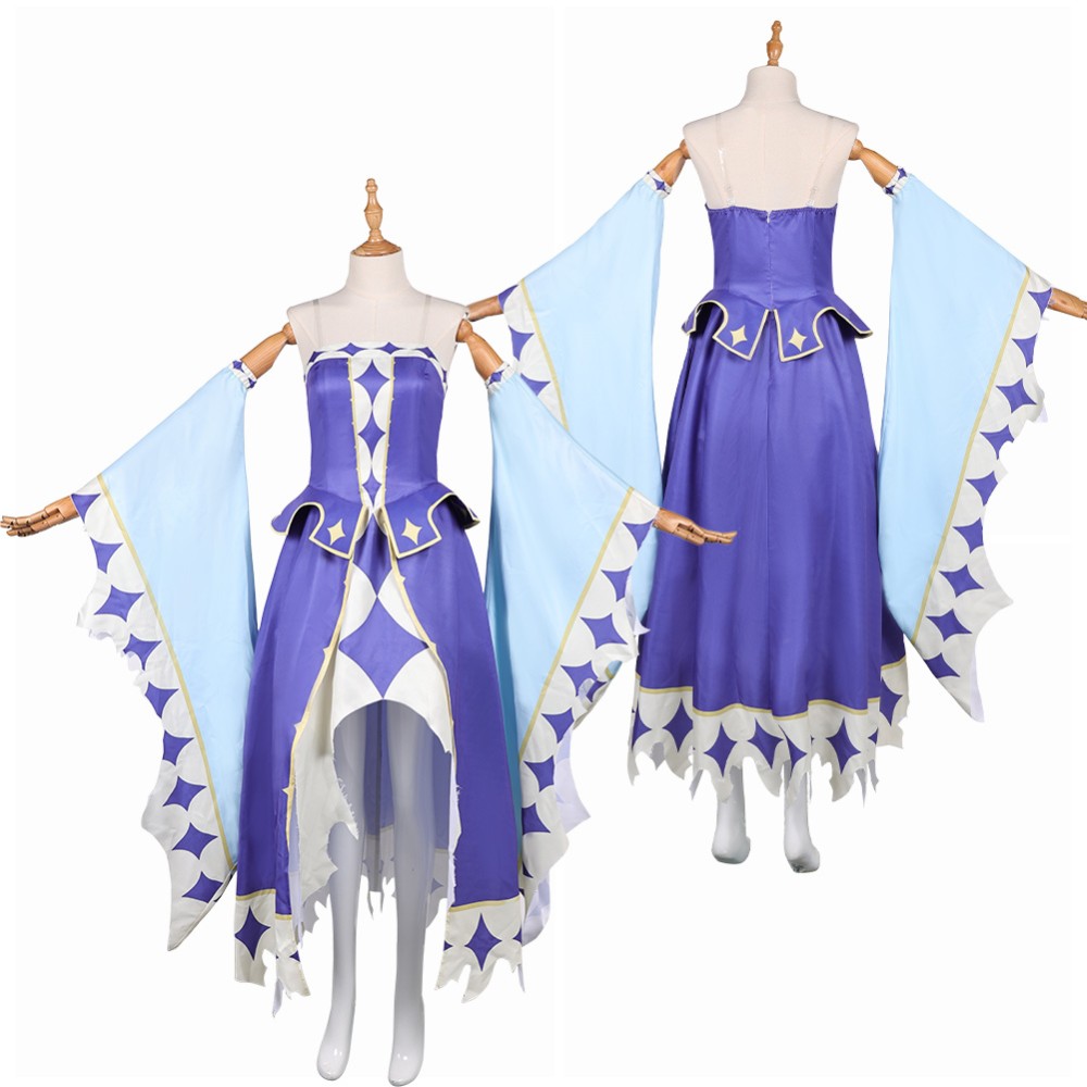 Knights of Guinevere Guinevere Blue Dress Sleeves Party Cosplay Costume Halloween Carnival