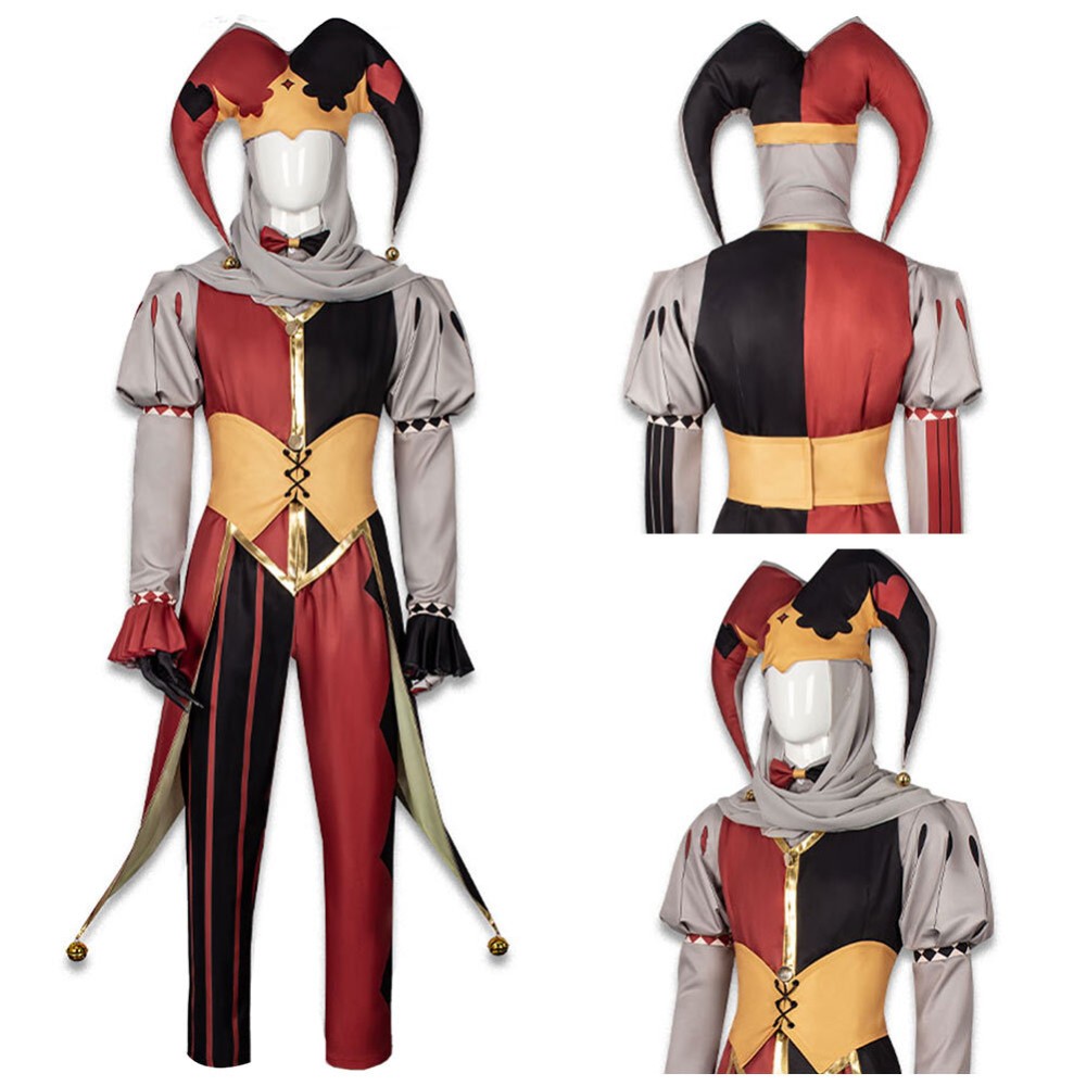 Kingdom of Marionettes Jestyn Red Clown Suit Cosplay Costume Halloween Carnival
