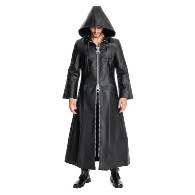Kingdom Hearts III-office Black Leather Coat Uniform Cosplay Costume Halloween Carnival