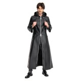 Kingdom Hearts III-office Black Leather Coat Uniform Cosplay Costume Halloween Carnival
