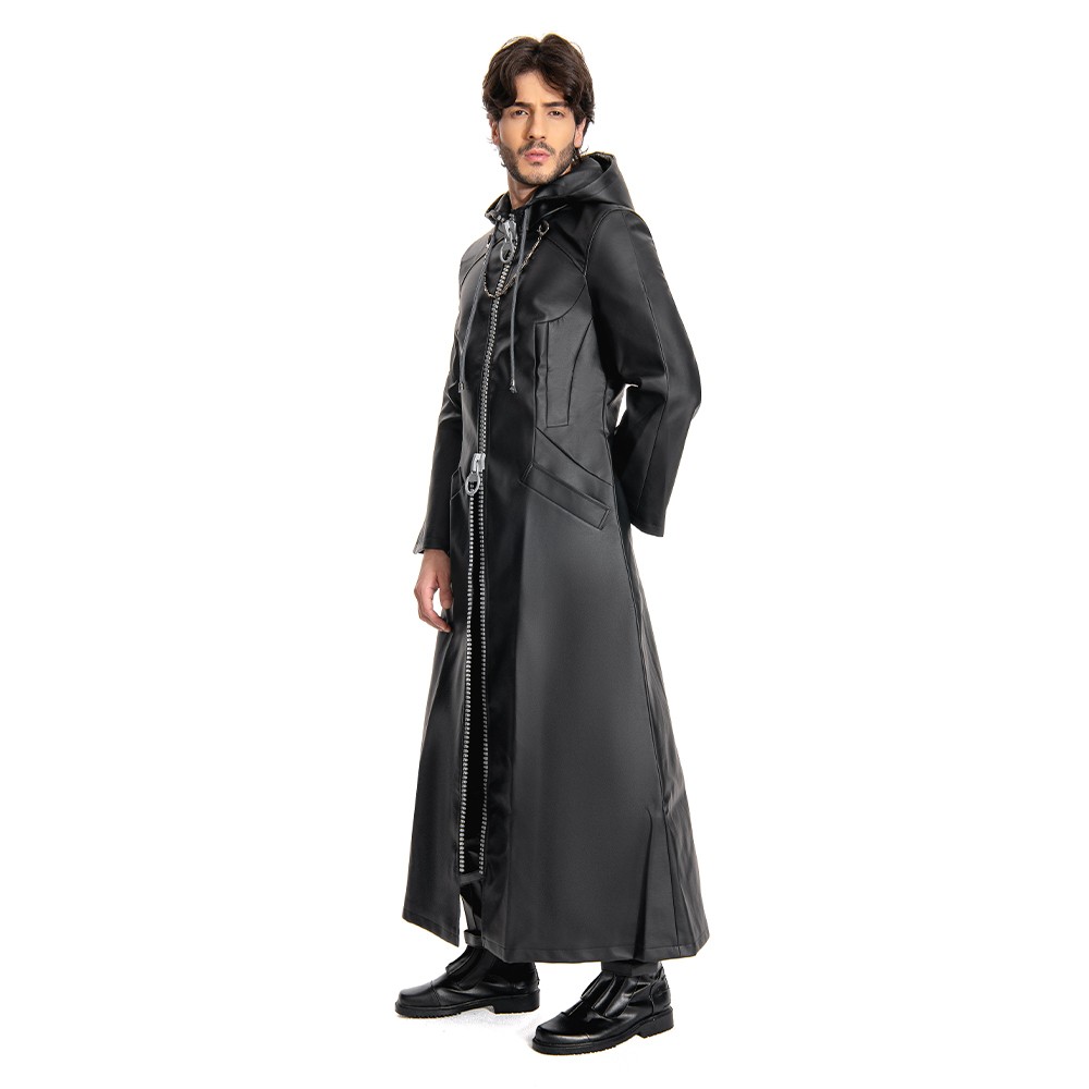 Kingdom Hearts III-office Black Leather Coat Uniform Cosplay Costume Halloween Carnival