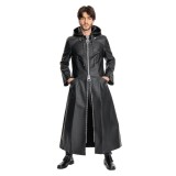 Kingdom Hearts III-office Black Leather Coat Uniform Cosplay Costume Halloween Carnival