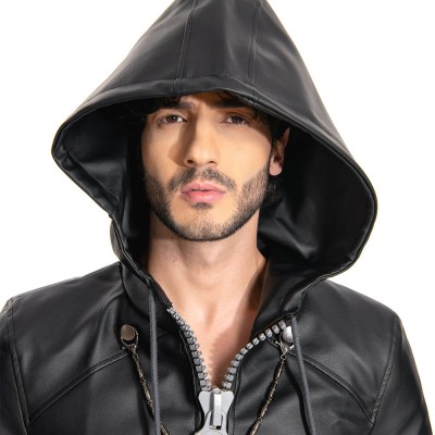 Kingdom Hearts III-office Black Leather Coat Uniform Cosplay Costume Halloween Carnival