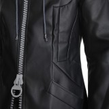 Kingdom Hearts III-office Black Leather Coat Uniform Cosplay Costume Halloween Carnival