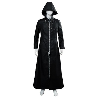 Kingdom Hearts III-office Black Leather Coat Uniform Cosplay Costume Halloween Carnival