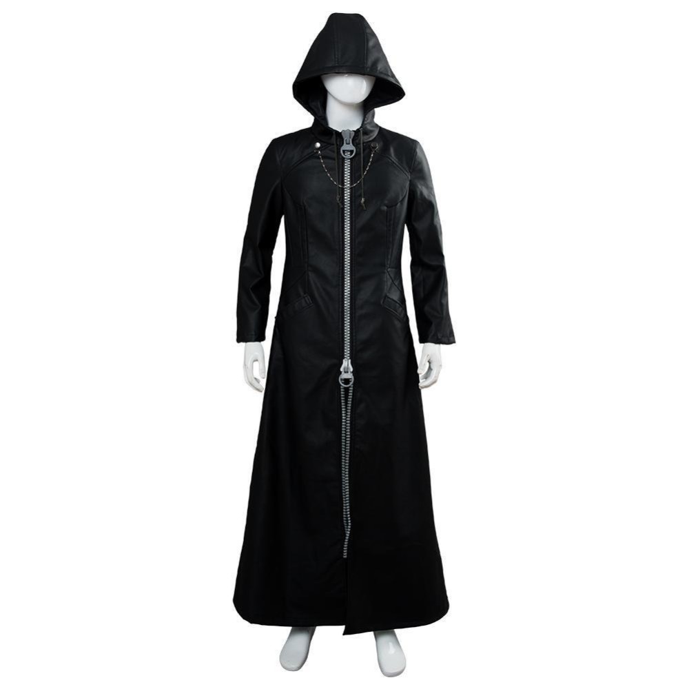 Kingdom Hearts III-office Black Leather Coat Uniform Cosplay Costume Halloween Carnival