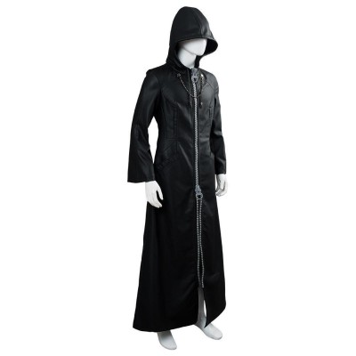 Kingdom Hearts III-office Black Leather Coat Uniform Cosplay Costume Halloween Carnival