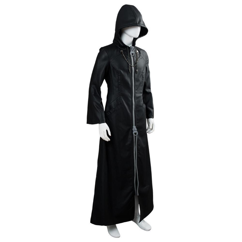 Kingdom Hearts III-office Black Leather Coat Uniform Cosplay Costume Halloween Carnival