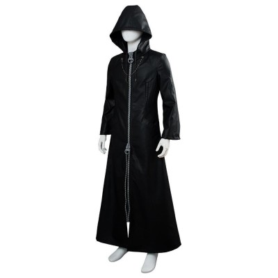 Kingdom Hearts III-office Black Leather Coat Uniform Cosplay Costume Halloween Carnival