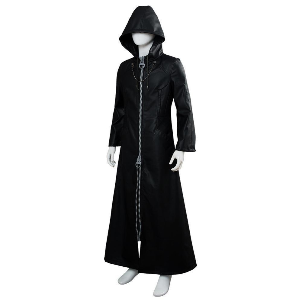 Kingdom Hearts III-office Black Leather Coat Uniform Cosplay Costume Halloween Carnival