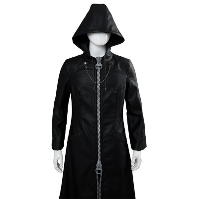 Kingdom Hearts III-office Black Leather Coat Uniform Cosplay Costume Halloween Carnival