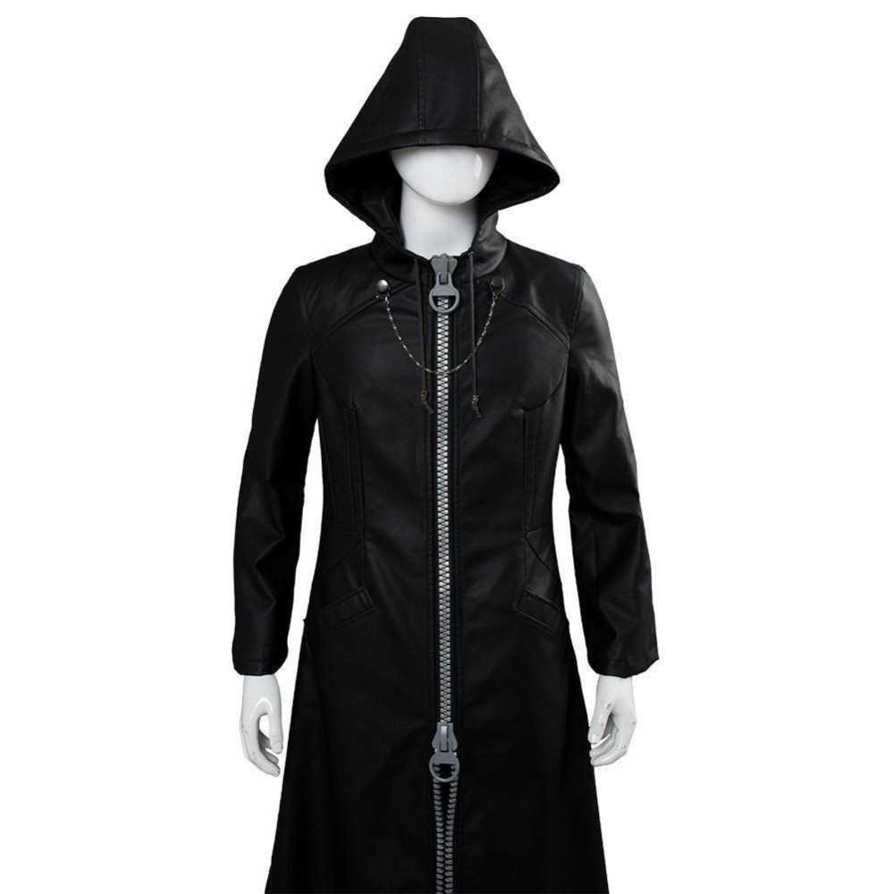 Kingdom Hearts III-office Black Leather Coat Uniform Cosplay Costume Halloween Carnival