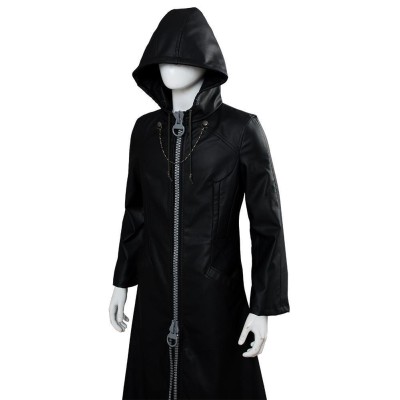 Kingdom Hearts III-office Black Leather Coat Uniform Cosplay Costume Halloween Carnival