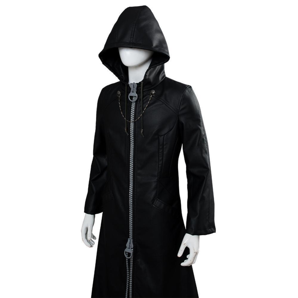 Kingdom Hearts III-office Black Leather Coat Uniform Cosplay Costume Halloween Carnival