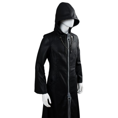 Kingdom Hearts III-office Black Leather Coat Uniform Cosplay Costume Halloween Carnival