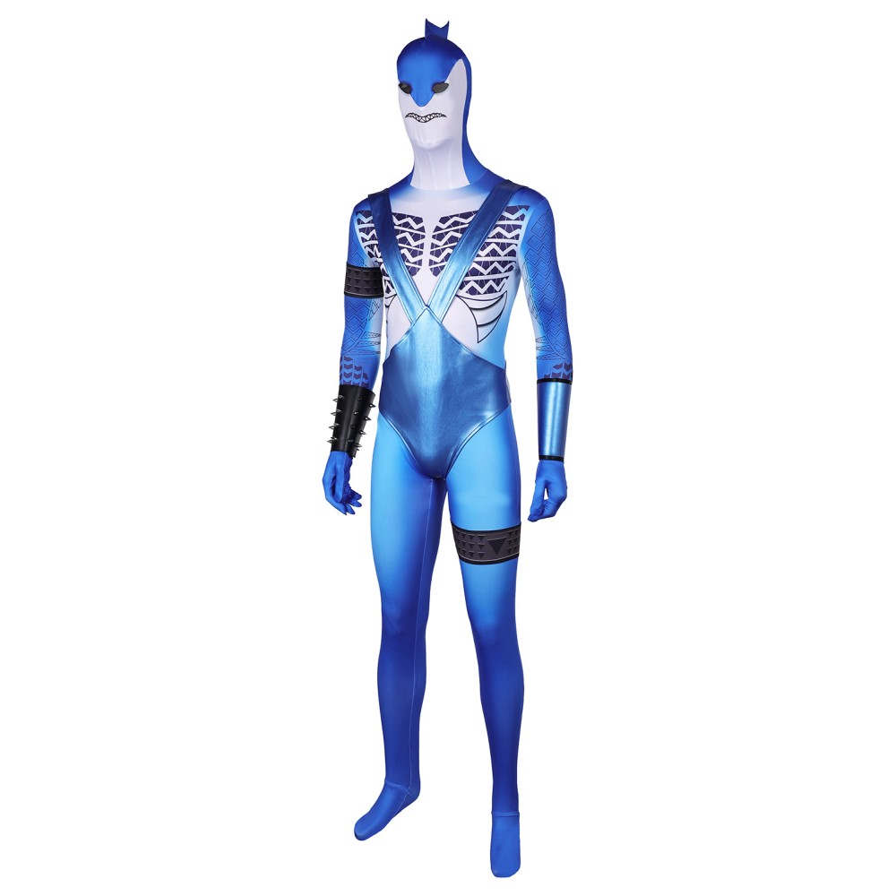 King Shark Jumpsuit Suit Cosplay Costume Halloween Carnival Outfit