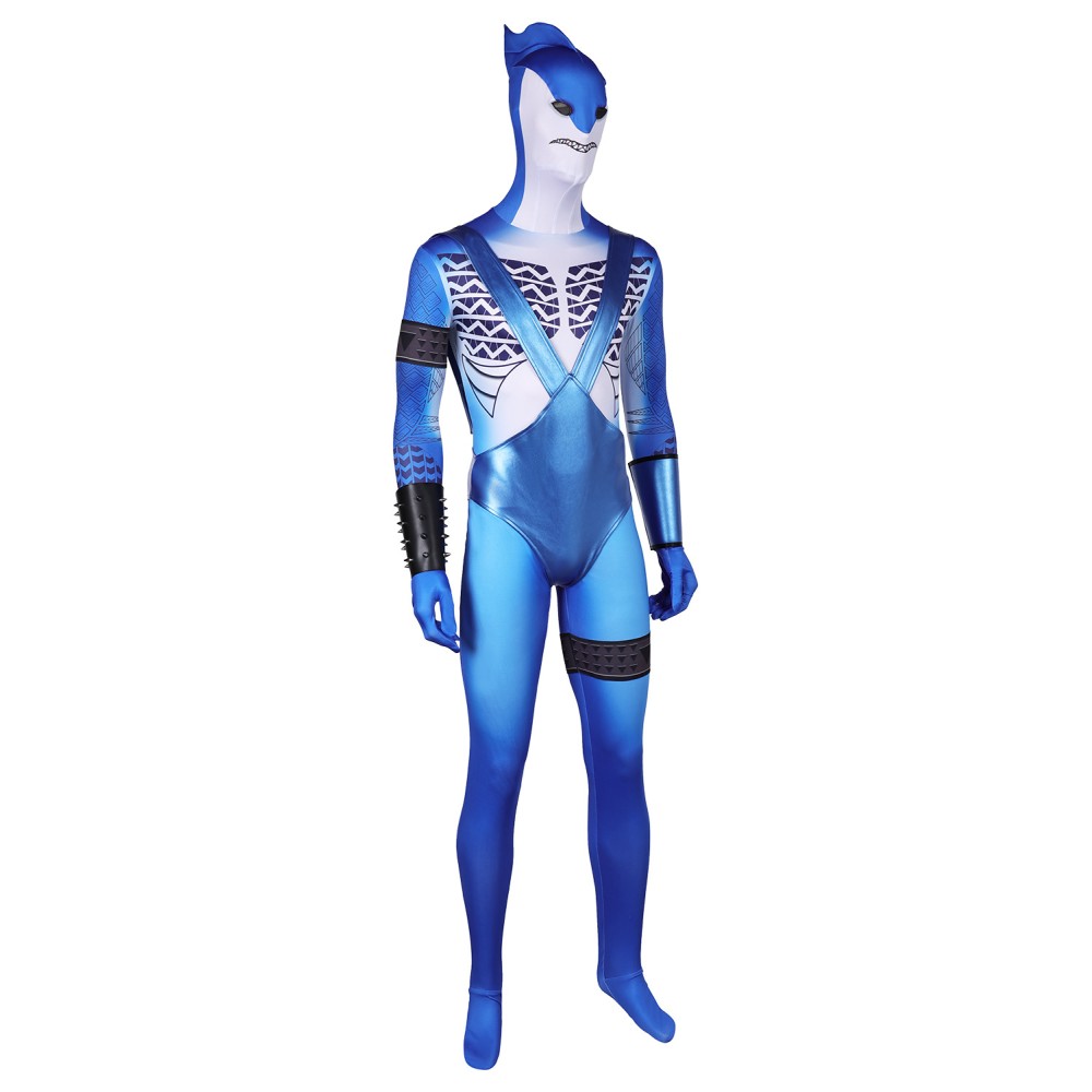 King Shark Jumpsuit Suit Cosplay Costume Halloween Carnival Outfit