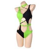 Kim Possible Shego Women Green Sexy Swimsuit Suit Cosplay Costume Halloween Carnival Outfit