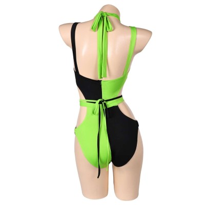 Kim Possible Shego Women Green Sexy Swimsuit Suit Cosplay Costume Halloween Carnival Outfit