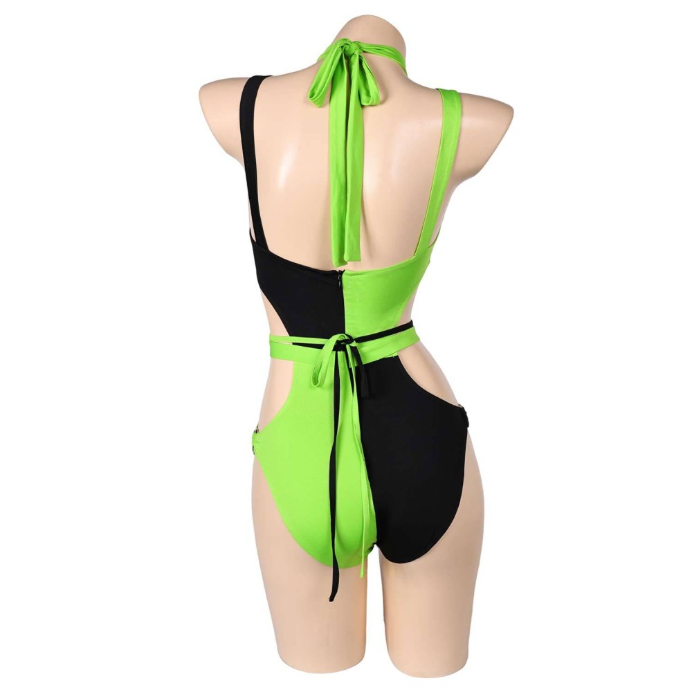 Kim Possible Shego Women Green Sexy Swimsuit Suit Cosplay Costume Halloween Carnival Outfit