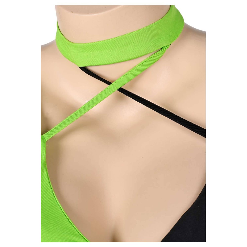 Kim Possible Shego Women Green Sexy Swimsuit Suit Cosplay Costume Halloween Carnival Outfit