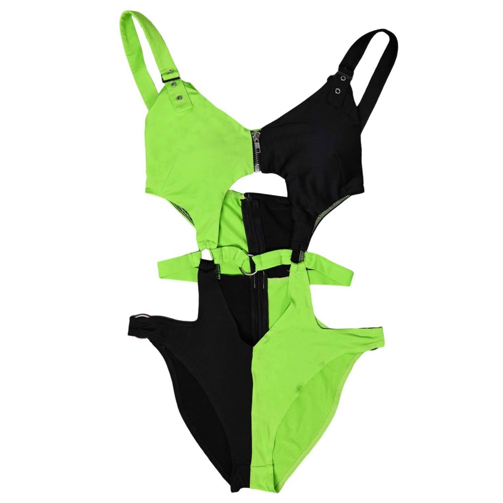 Kim Possible Shego Women Green Sexy Swimsuit Suit Cosplay Costume Halloween Carnival Outfit