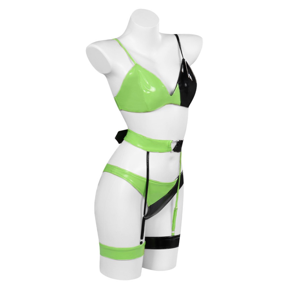 Kim Possible Shego Lingerie Suit Cosplay Costume Halloween Carnival Outfit