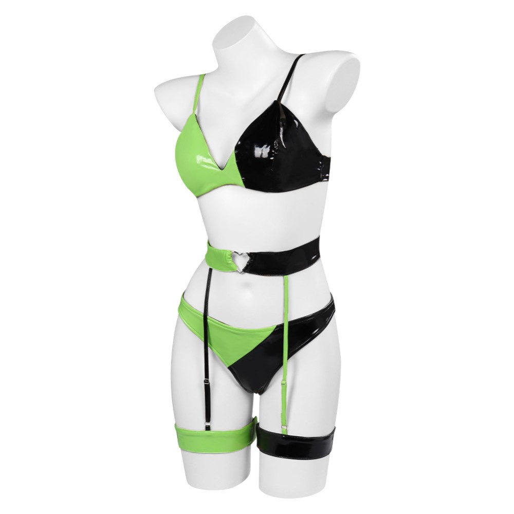Kim Possible Shego Lingerie Suit Cosplay Costume Halloween Carnival Outfit