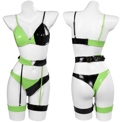 Kim Possible Shego Lingerie Suit Cosplay Costume Halloween Carnival Outfit