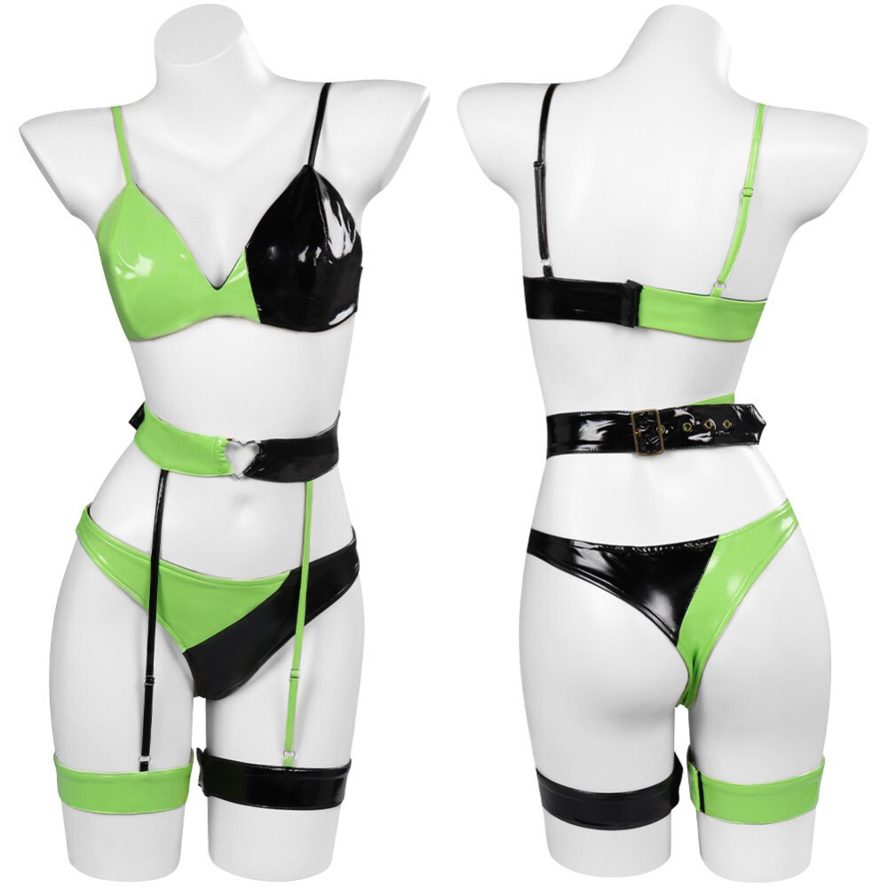Kim Possible Shego Lingerie Suit Cosplay Costume Halloween Carnival Outfit