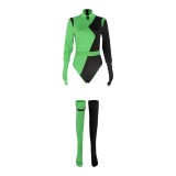 Kim Possible Shego Green Suit Cosplay Costume Halloween Carnival Outfit