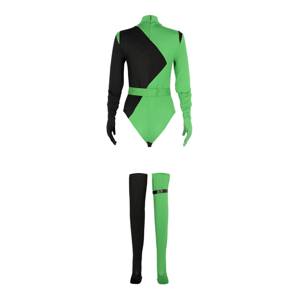 Kim Possible Shego Green Suit Cosplay Costume Halloween Carnival Outfit