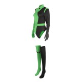 Kim Possible Shego Green Suit Cosplay Costume Halloween Carnival Outfit