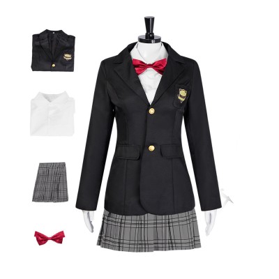 Kill Bill Gogo Yubari Women Black Uniform Cosplay Costume Halloween Carnival Outfit