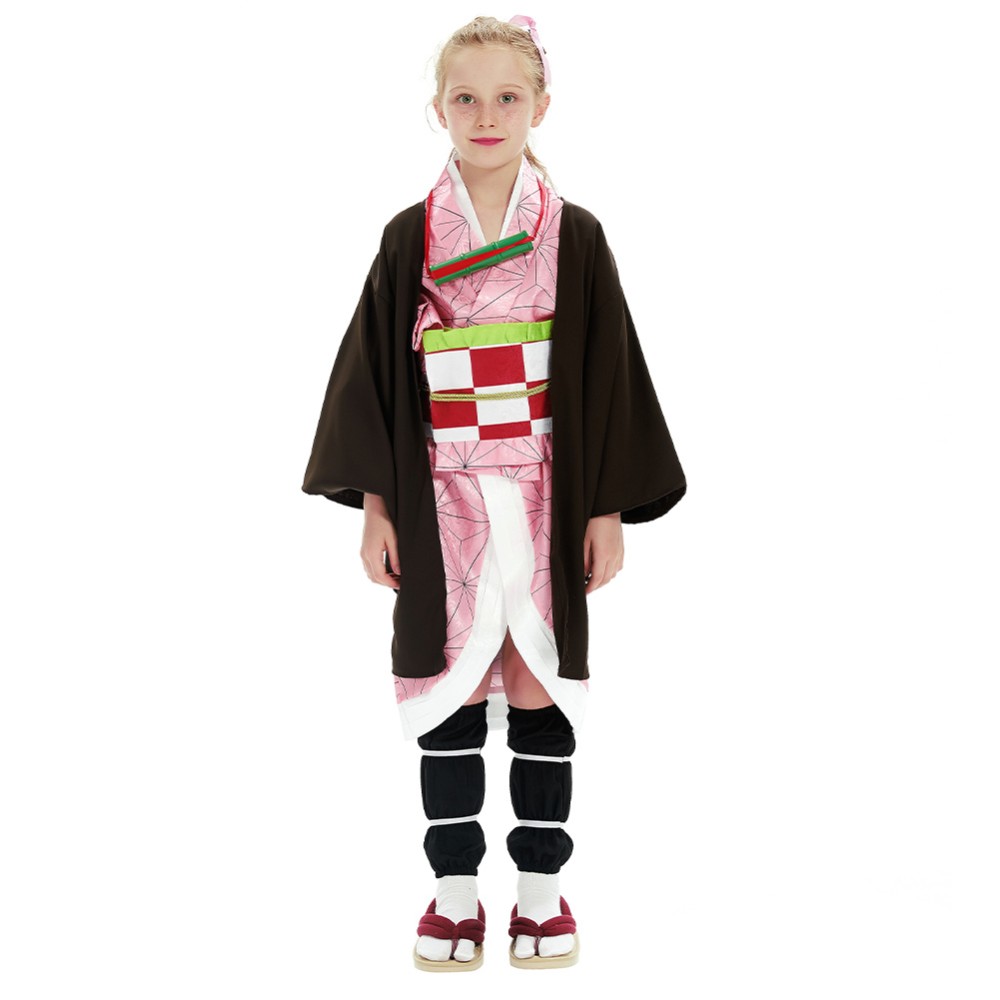 Nezuko Kamado Kids Children Festival Christmas Party Cosplay Costume Halloween Carnival Outfit