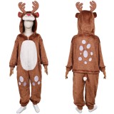 Kid Children Reindeer Flannel Onesie Pajamas Christmas Party Cosplay Costume Halloween Carnival