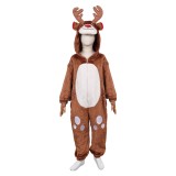 Kid Children Reindeer Flannel Onesie Pajamas Christmas Party Cosplay Costume Halloween Carnival