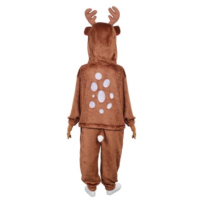 Kid Children Reindeer Flannel Onesie Pajamas Christmas Party Cosplay Costume Halloween Carnival