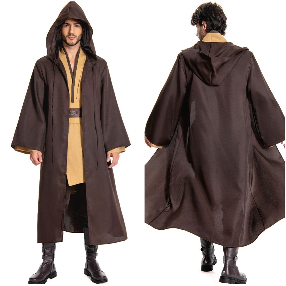 Obiwan Kenobi Jedi TUNIC Brown Version Cosplay Costume Halloween Carnival