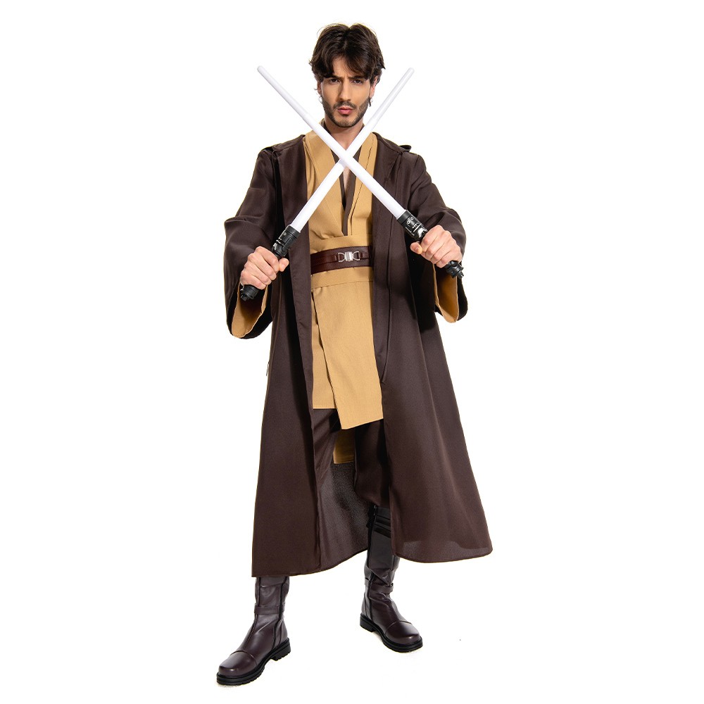 Obiwan Kenobi Jedi TUNIC Brown Version Cosplay Costume Halloween Carnival
