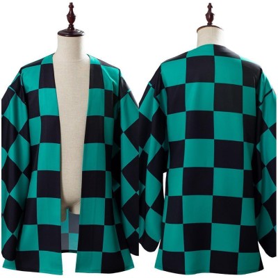 Kamado Tanjirou Kids Boys Kimono Coat Cosplay Costume Halloween Carnival