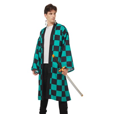 Kamado Tanjirou Suit with Earrings Belt Cosplay Costume Halloween Carnival