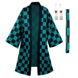 Kamado Tanjirou Suit with Earrings Belt Cosplay Costume Halloween Carnival