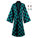 Kamado Tanjirou Suit with Earrings Belt Cosplay Costume Halloween Carnival