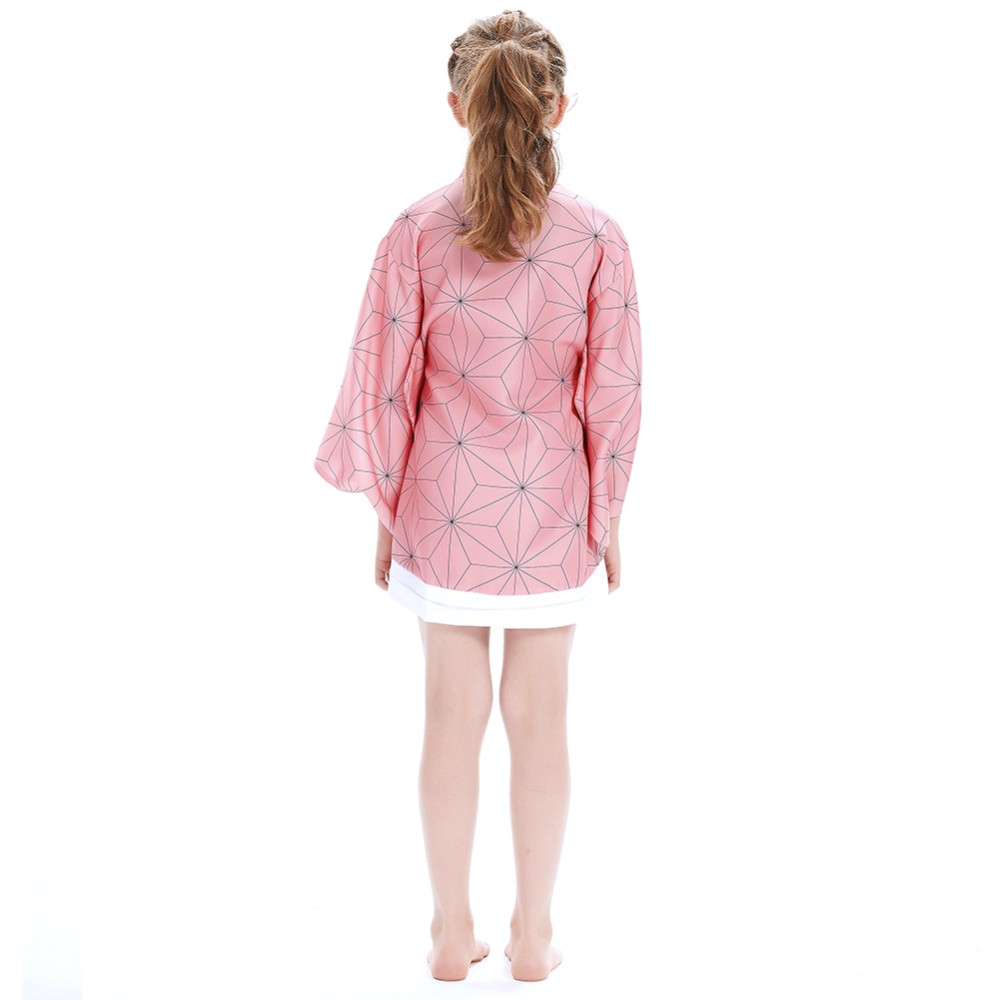 Kamado Nezuko Kimono Coat for Kids Children Cosplay Costume Halloween Carnival