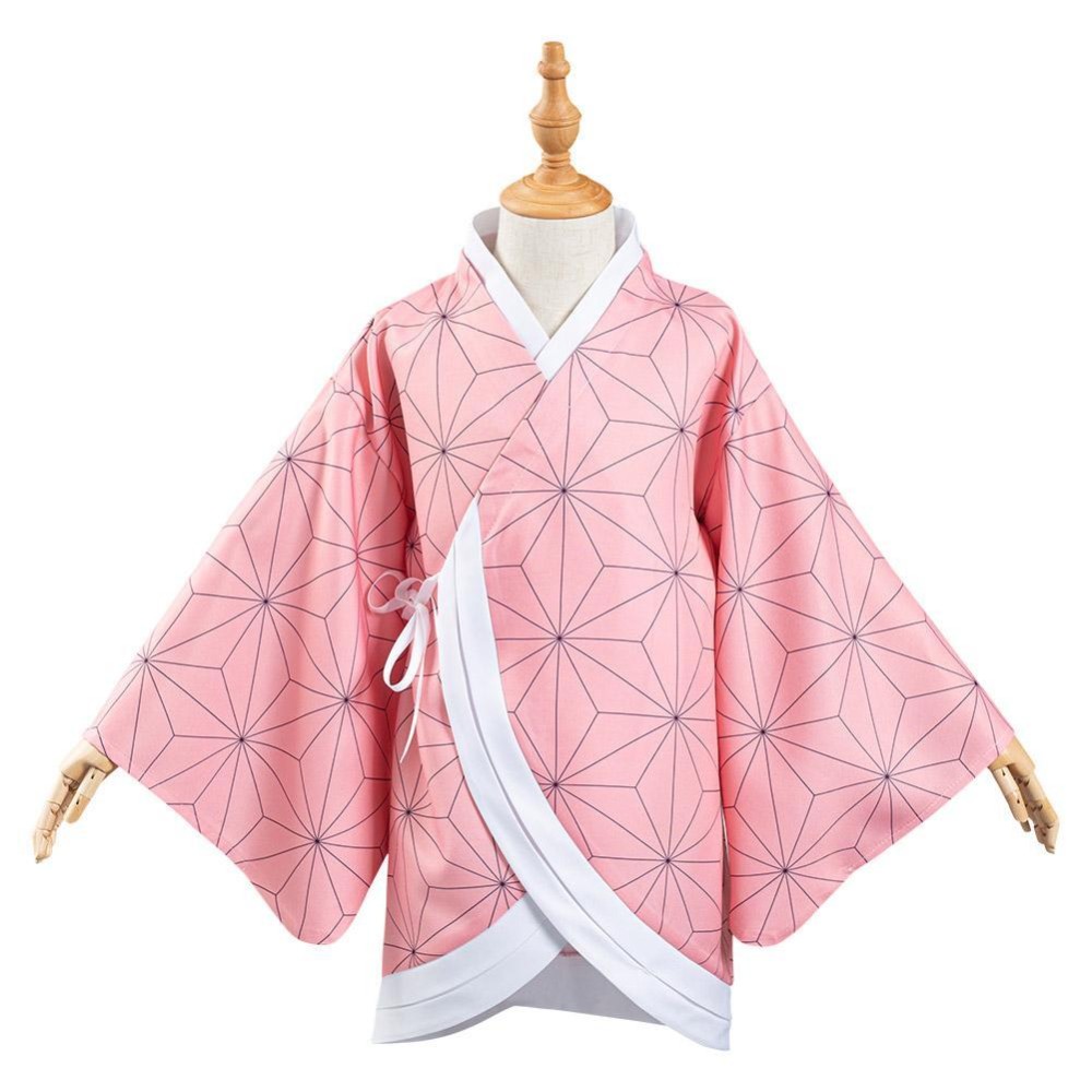 Kamado Nezuko Kimono Coat for Kids Children Cosplay Costume Halloween Carnival