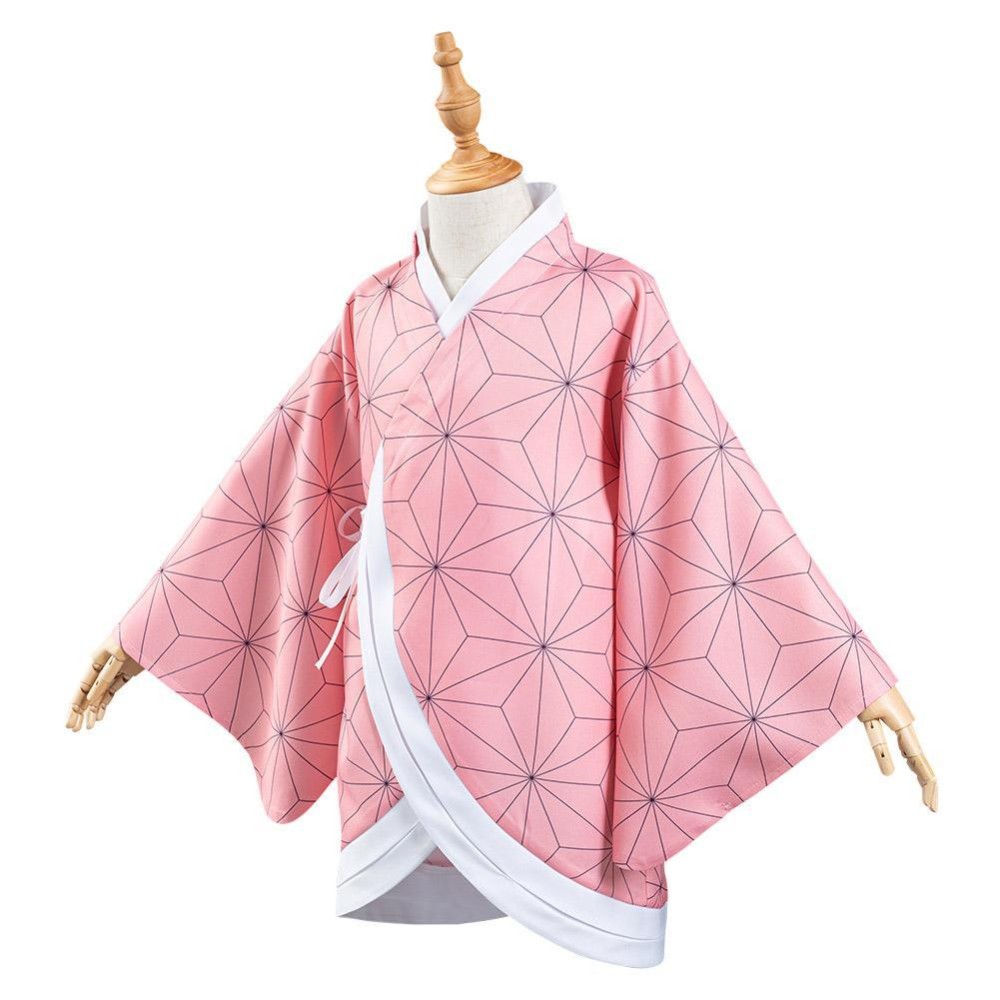 Kamado Nezuko Kimono Coat for Kids Children Cosplay Costume Halloween Carnival
