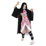Kamado Nezuko Adult Kimono Suit Cosplay Costume Halloween Carnival Outfit