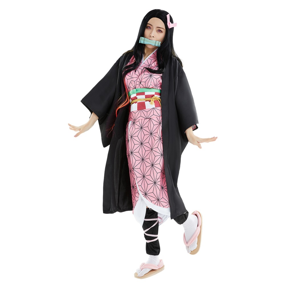 Kamado Nezuko Adult Kimono Suit Cosplay Costume Halloween Carnival Outfit